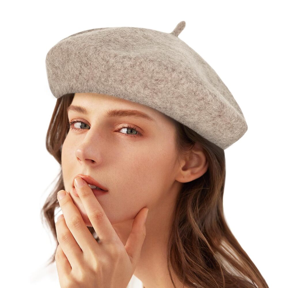 7323 Beret Hat Artist French Style Warm Thick Wool Solid Color For Women Girl